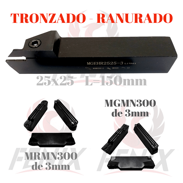 porta inserto 25x25 ranurado tronzado corte